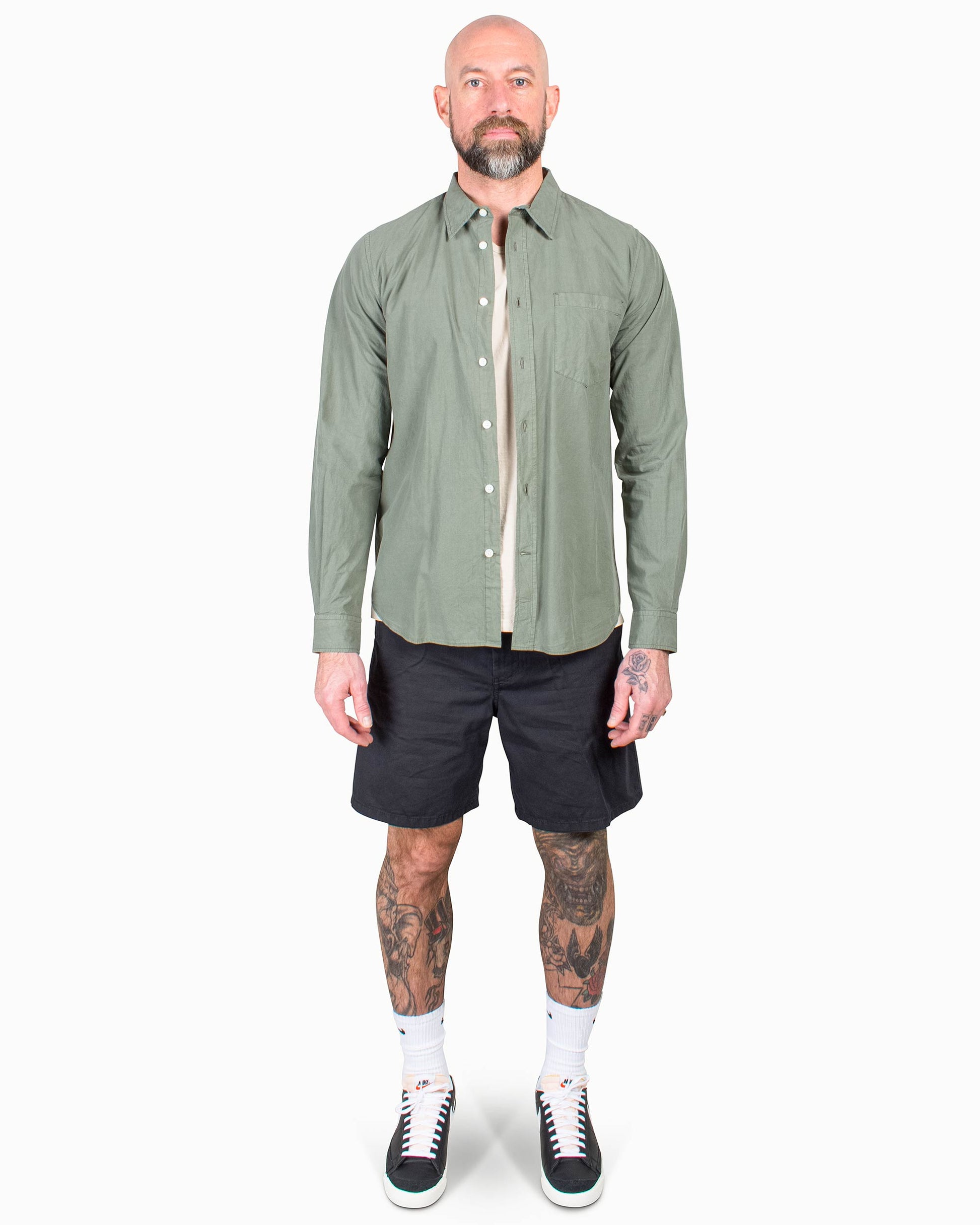 Norse Projects Osvald Tencel Dried Sage Green Model