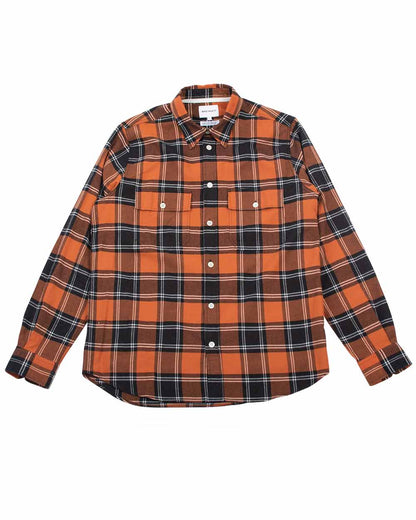 Norse Projects Villads Brushed Flannel Check Cochineal Red