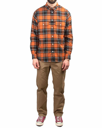 Norse Projects Villads Brushed Flannel Check Cochineal Red