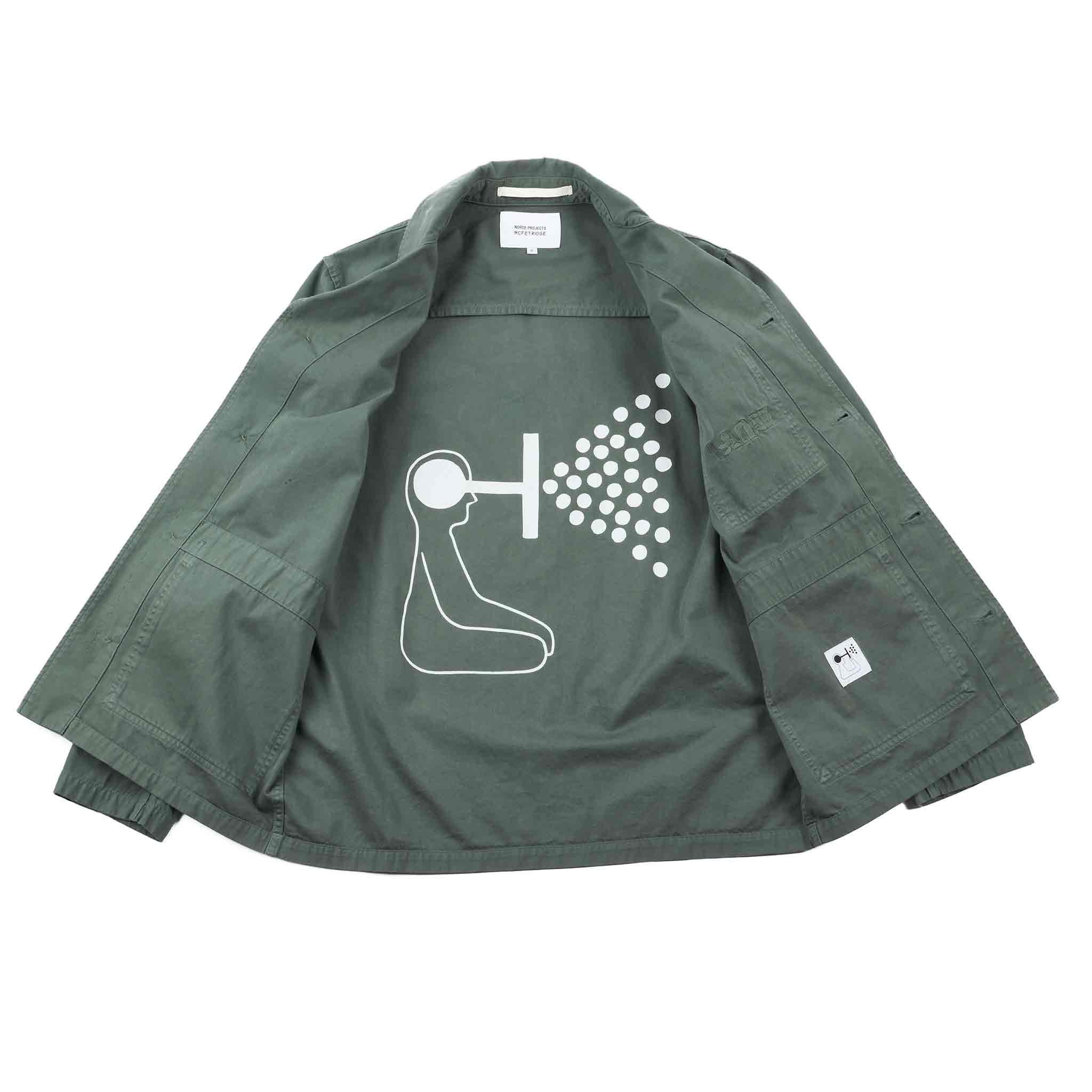 Norse Projects x Geoff Mcfetridge Mads Backsatin Thyme Green Inside