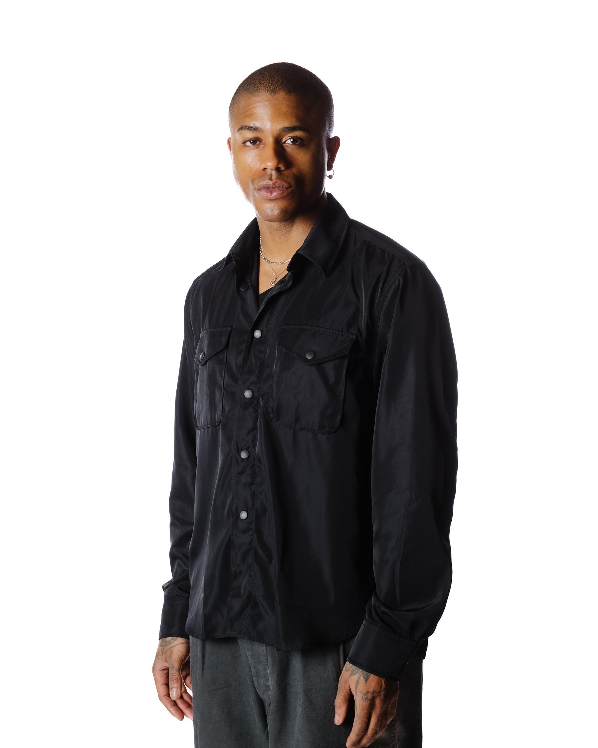 Our Legacy Parade Shirt Black Drape Tech Close