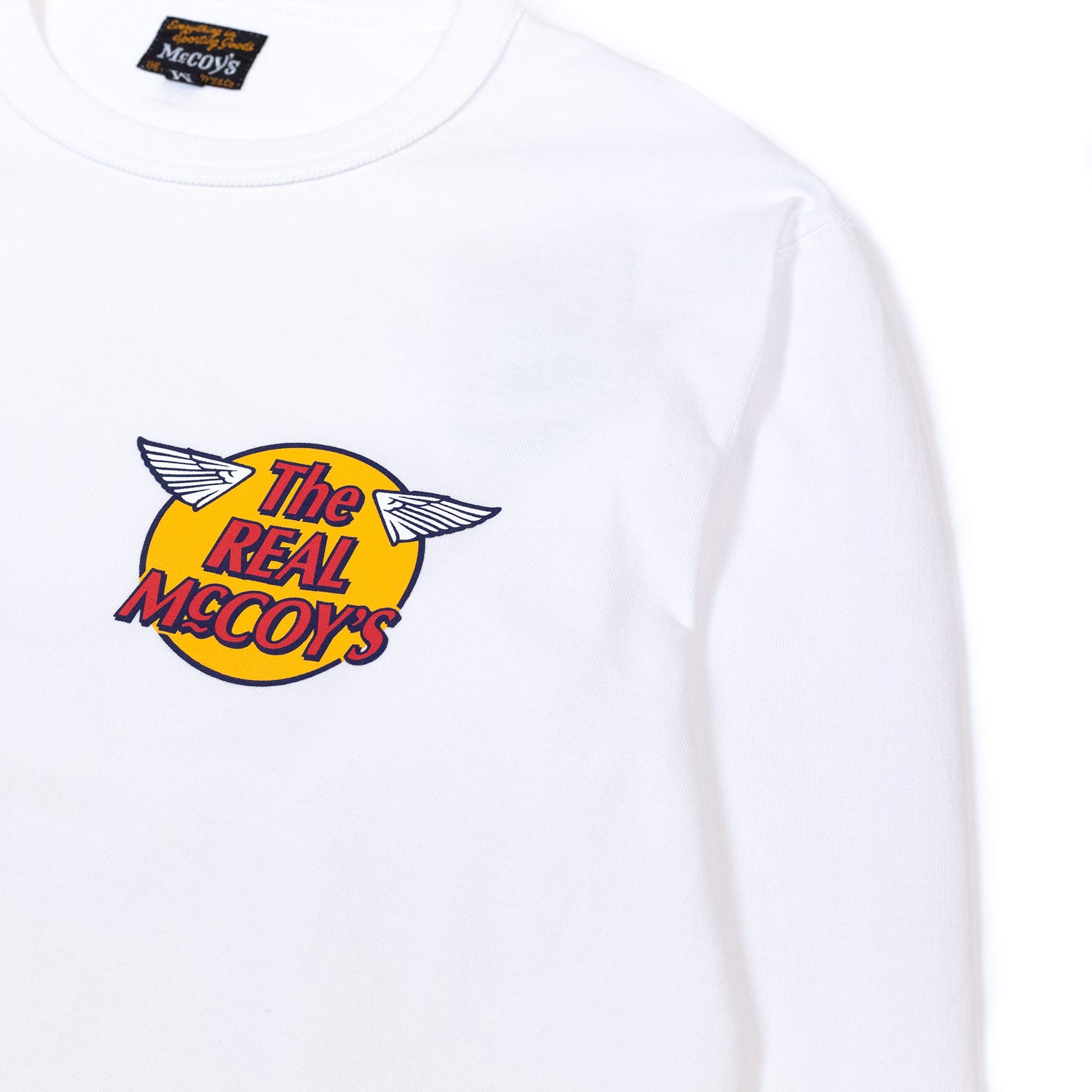 The Real McCoy's MC20002 Logo Tee L/S White logo