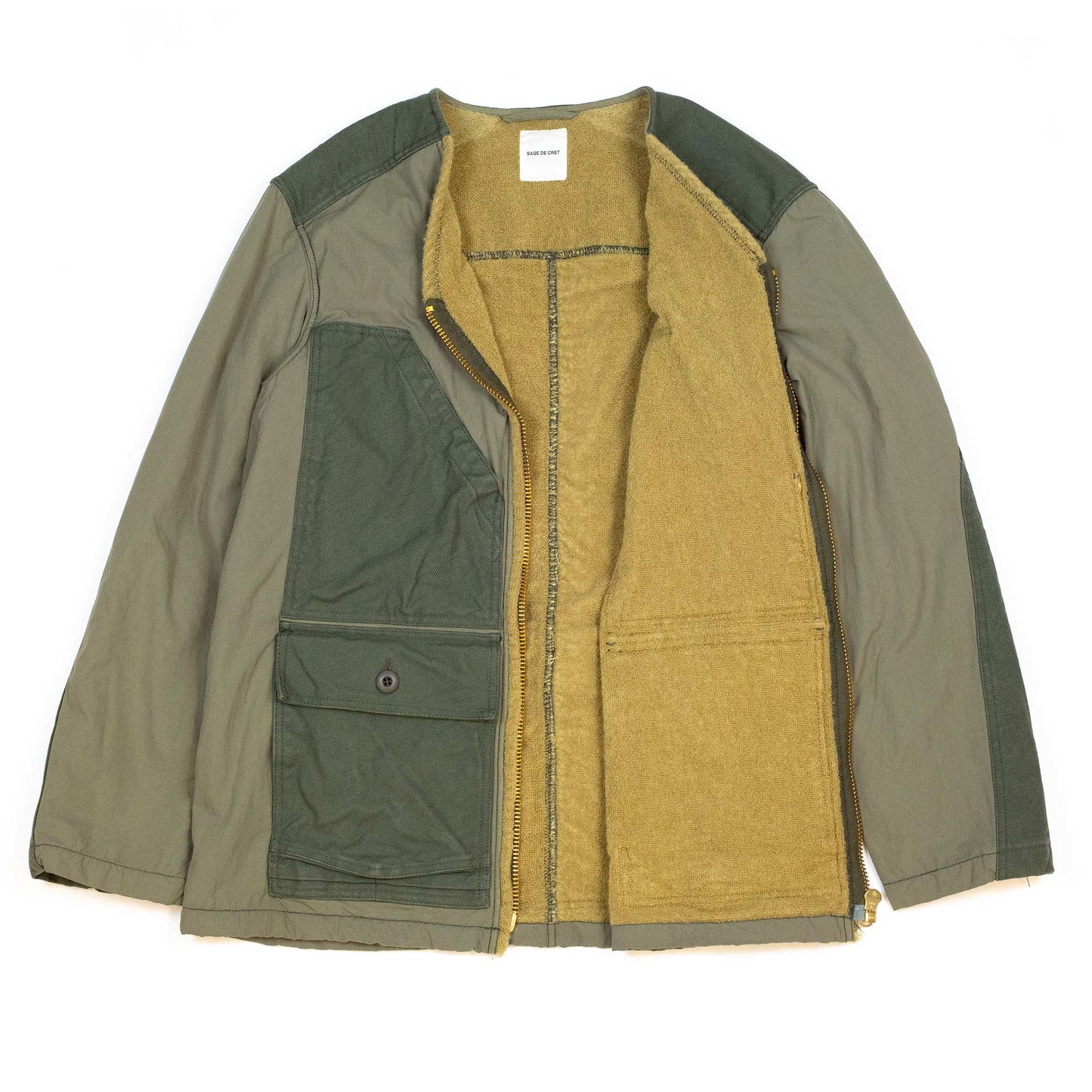 Sage-de-Cret-Field-Jacket-Khaki-Open-flat