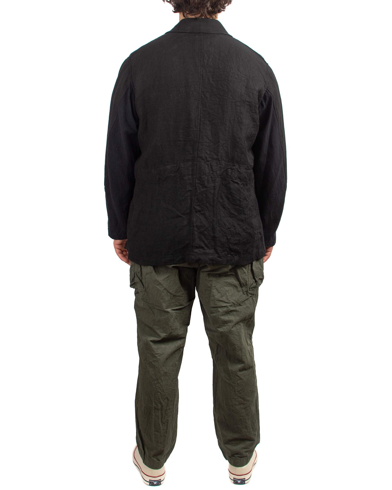 Sage de Cret Patchwork Coverall Jacket Black Linen/Cotton Multi Back