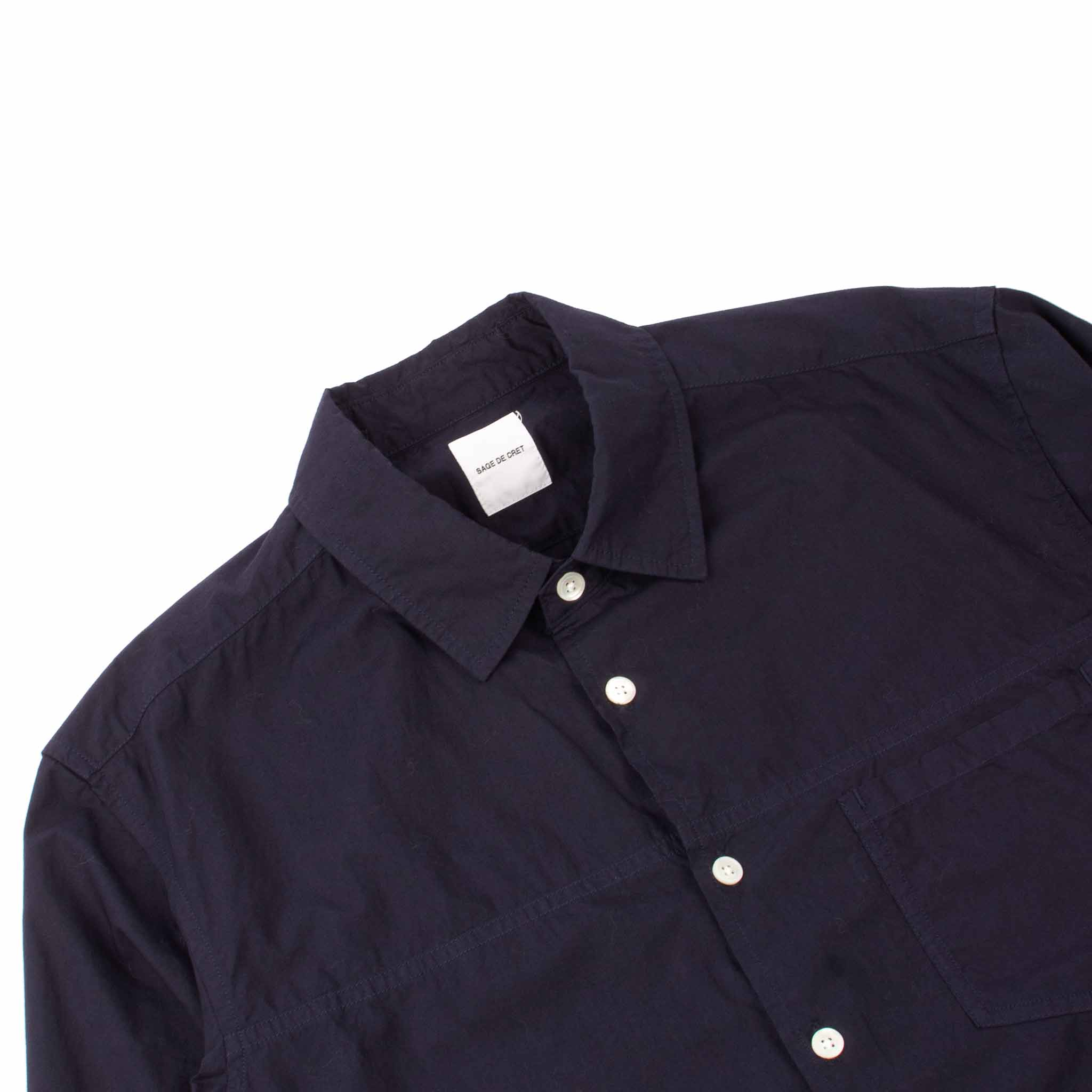 Sage de Cret Regular Collar Long Shirt Navy Detail