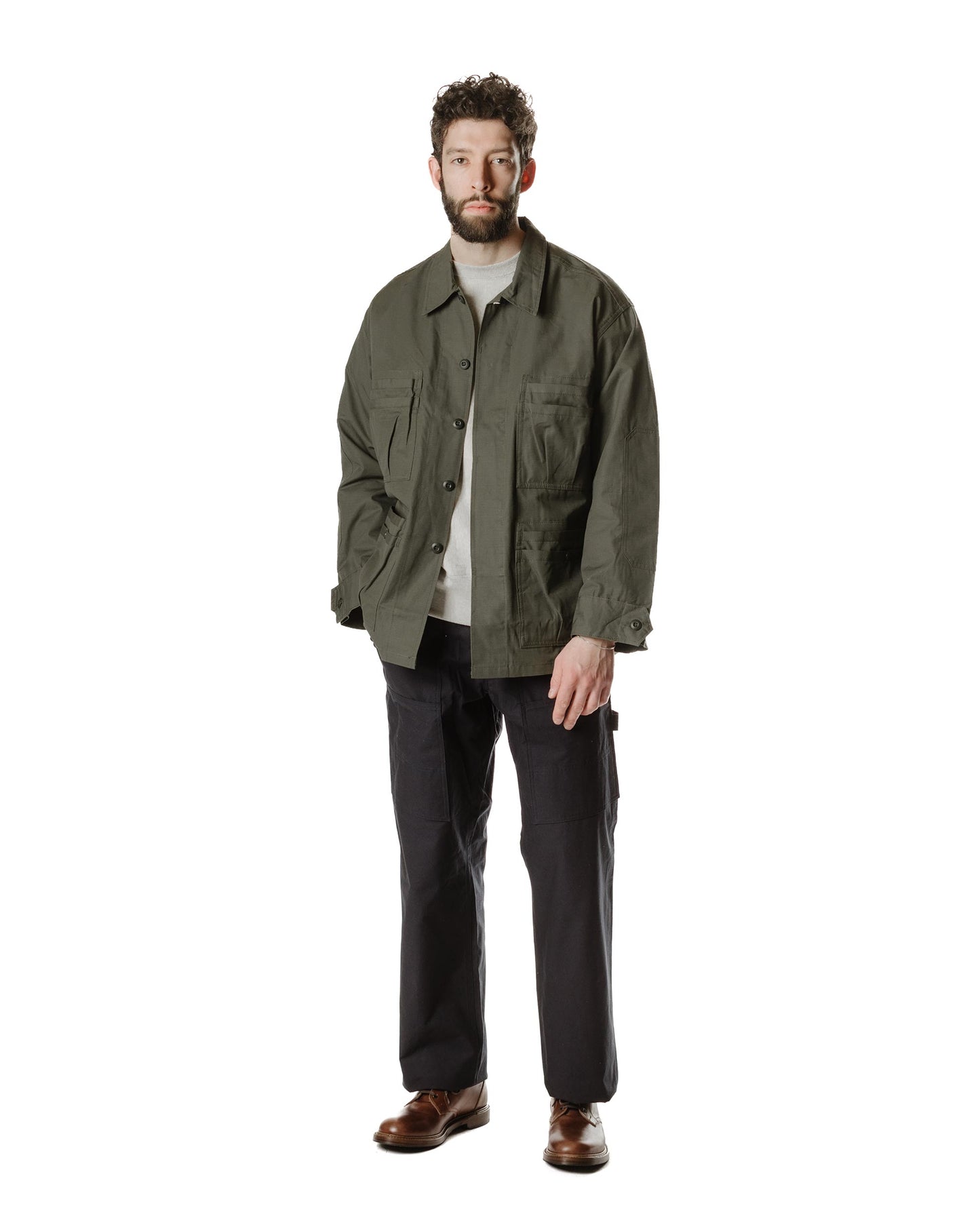 Sassafras Overgrown Fatigue Jacket Ripstop Olive Model