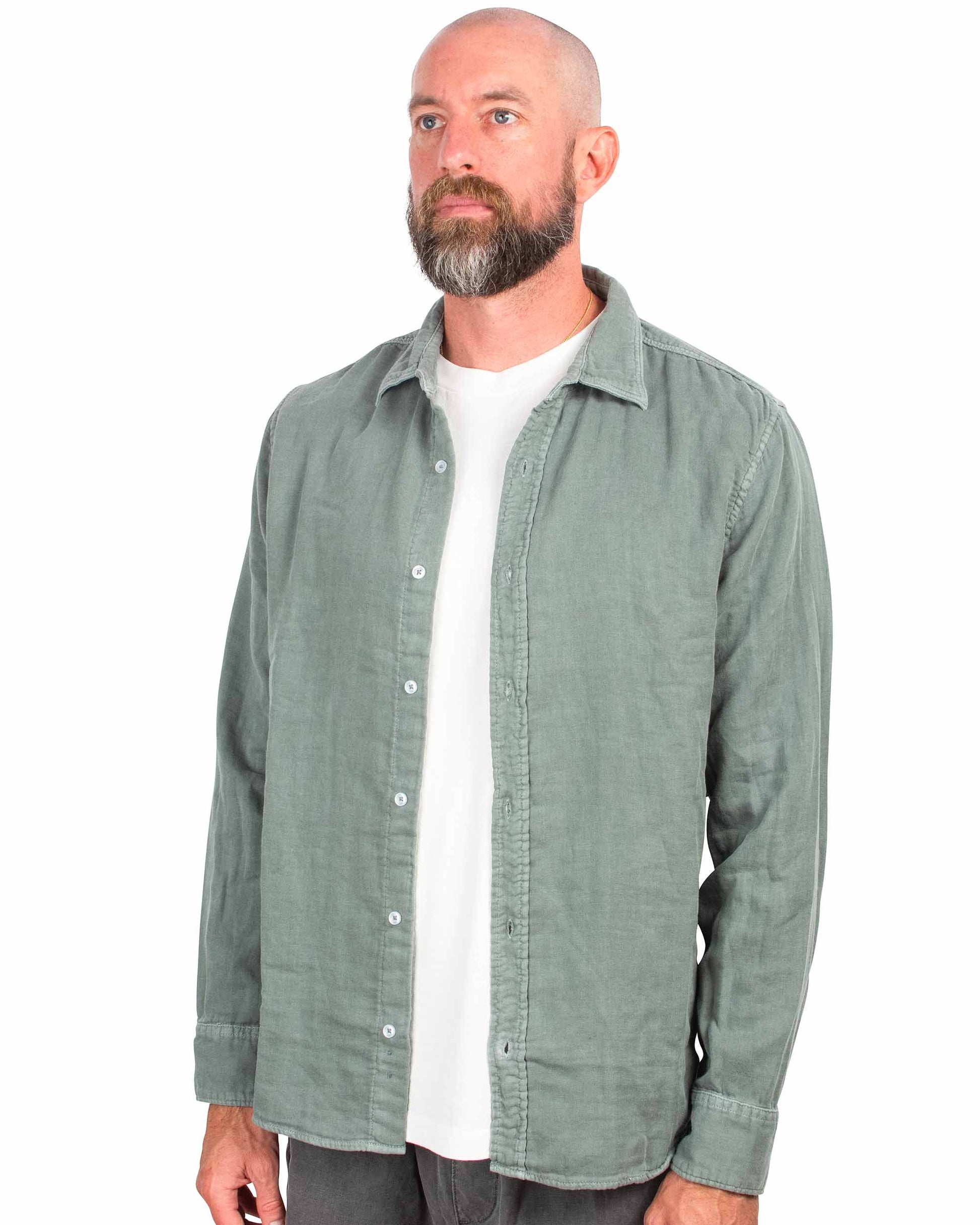 Save Khaki United Triple Gauze Easy Shirt Sage Close