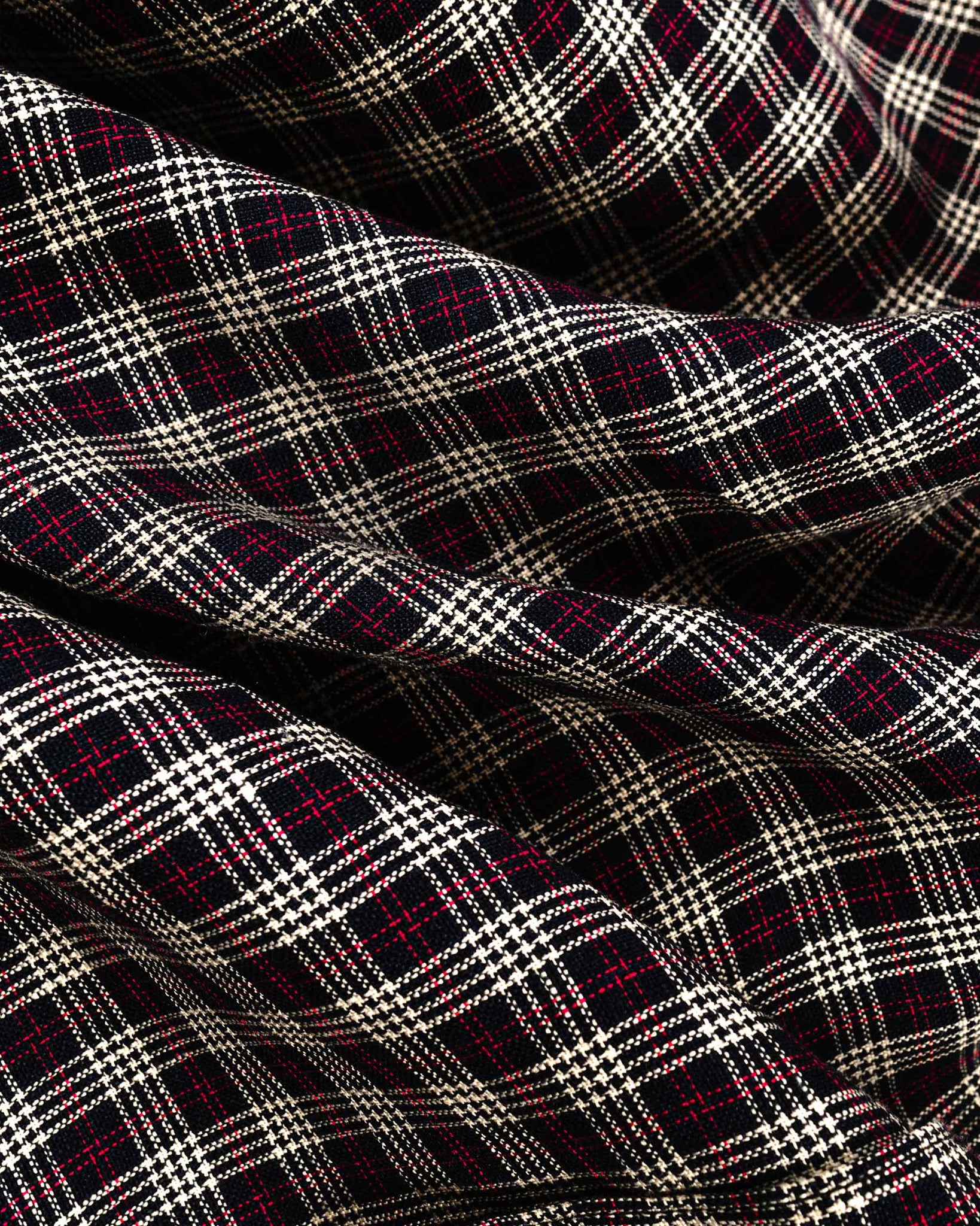Schnayderman's Shirt Oversized SS Linen Check Red/Navy/Cream Fabric