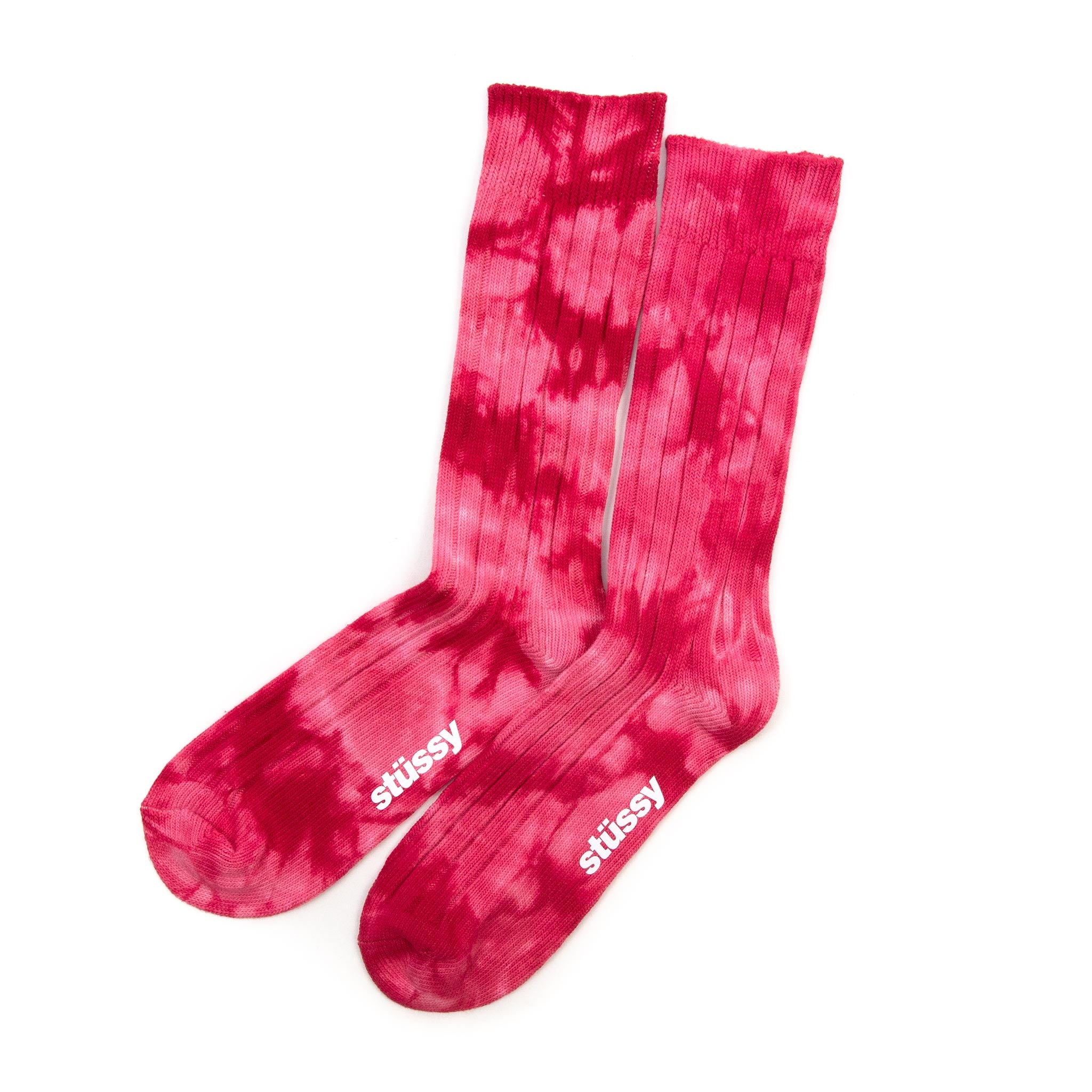 Stüssy Dyed Ribbed Crew Socks Red Side