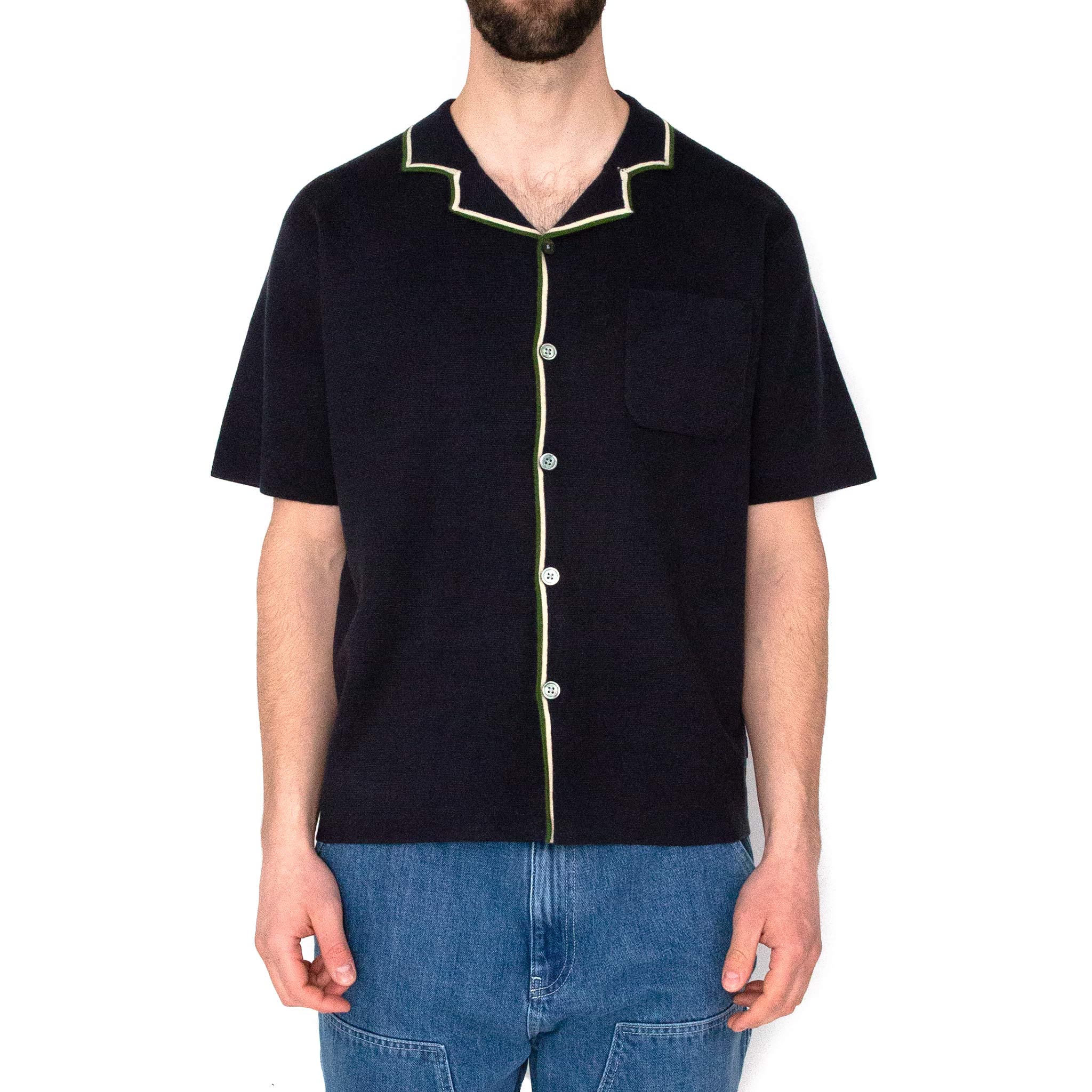 Stüssy Stripe Edge Knit Shirt Navy Model 2
