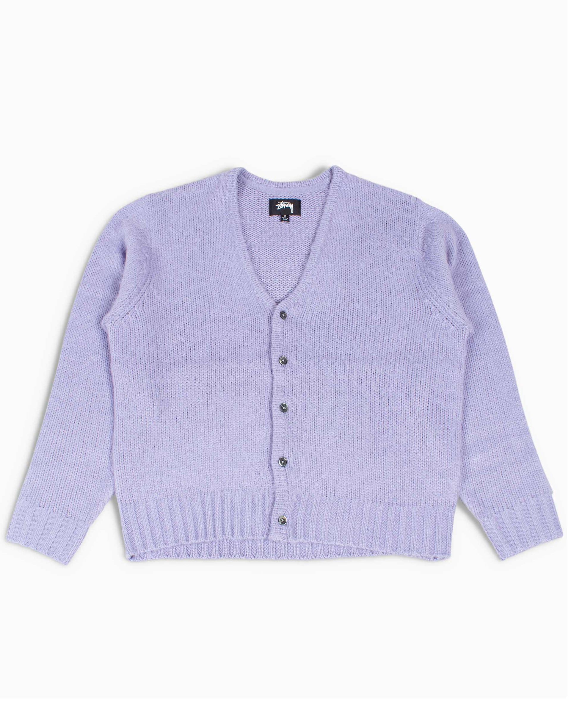 StussyBrushedCardiganLavender- 