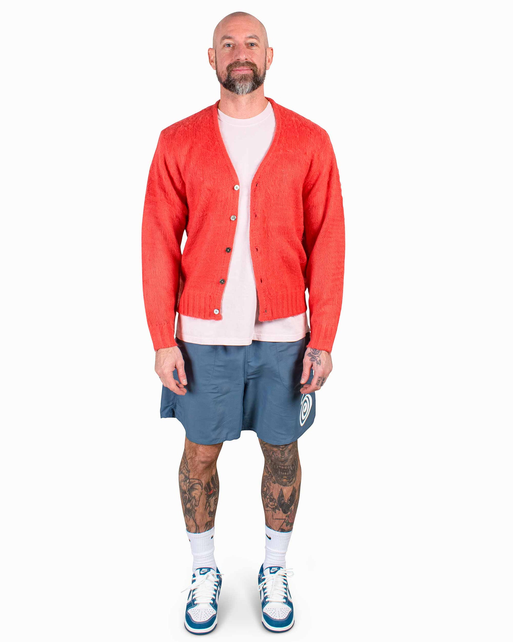 Stüssy Brushed Cardigan Red Model Front