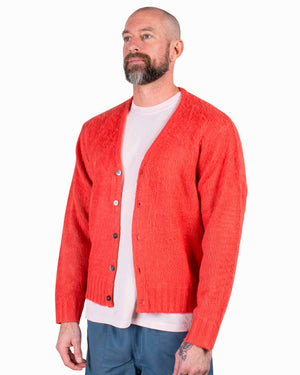 Stüssy Brushed Cardigan Red Model Side