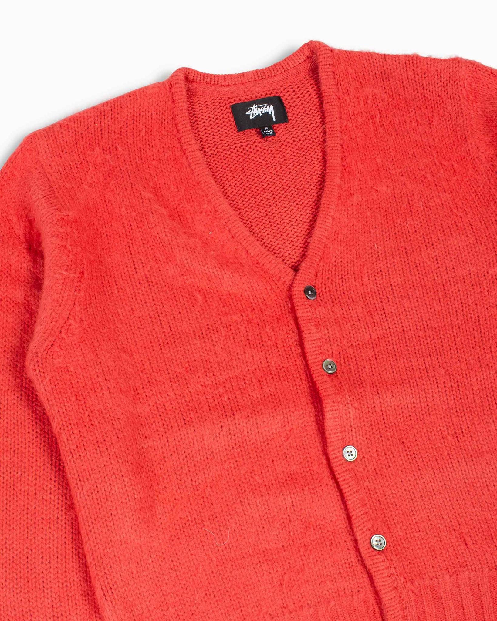 Stüssy Brushed Cardigan Red Detail