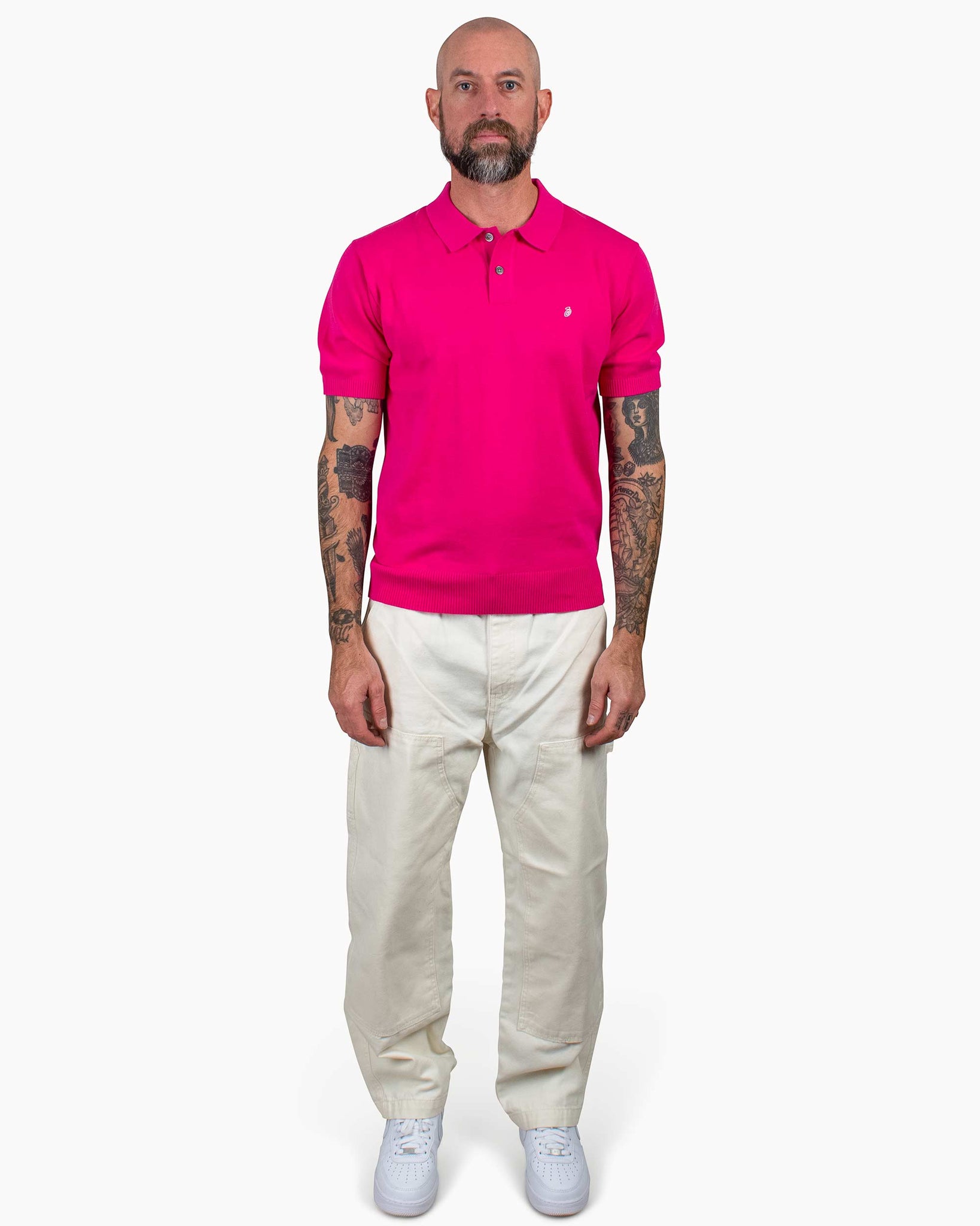 Stüssy Classic SS Polo Sweater Pink Model