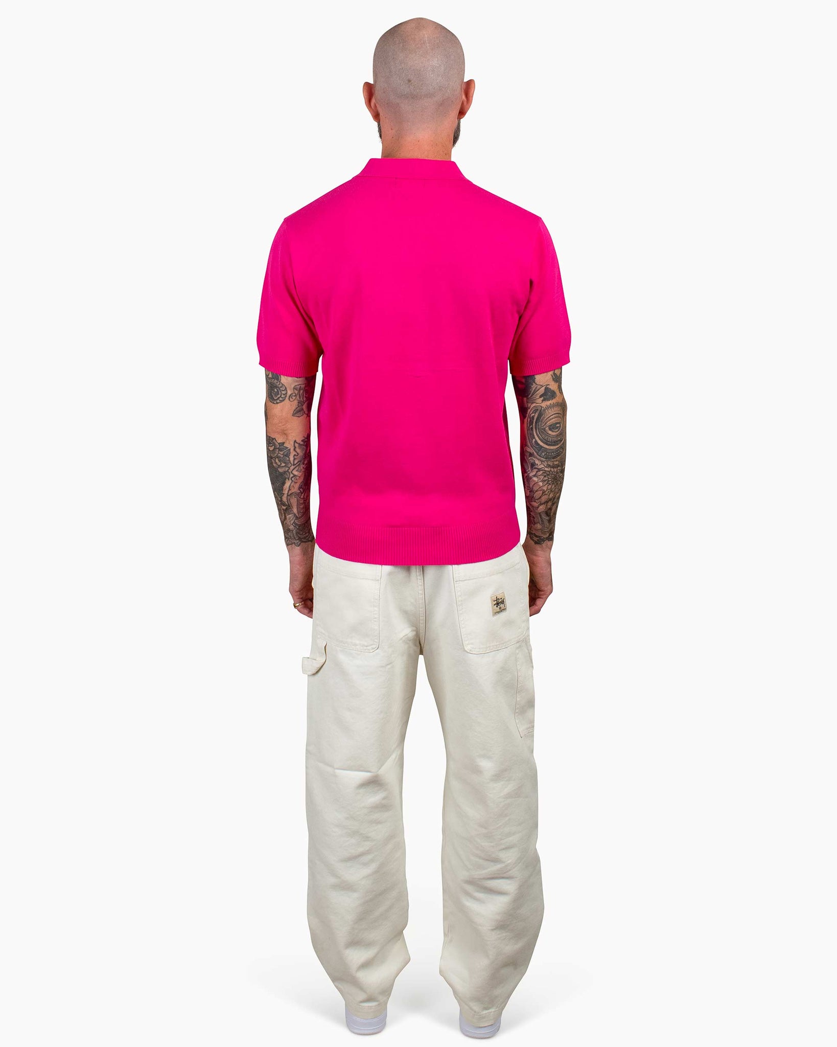 Stüssy Classic SS Polo Sweater Pink Back