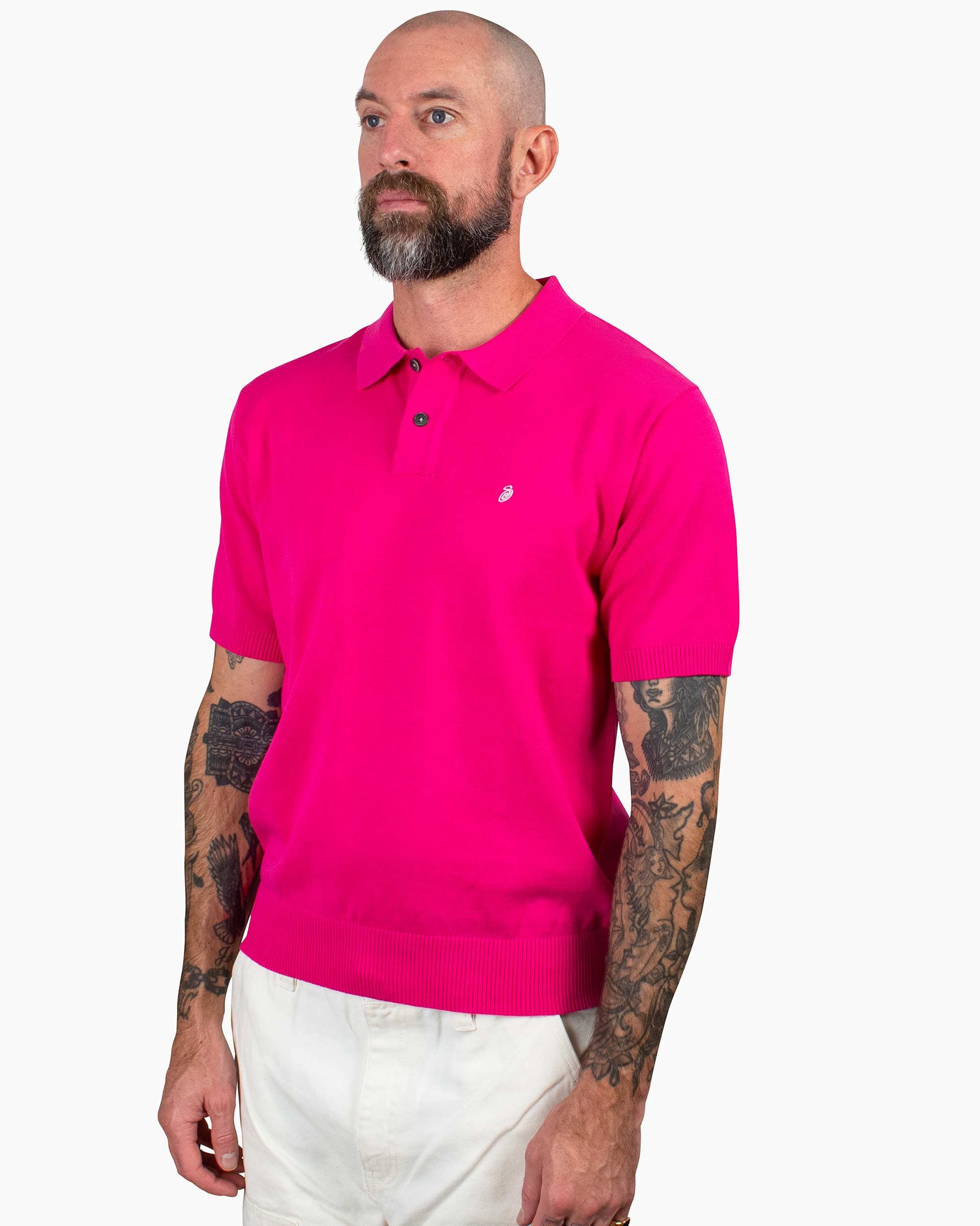 Stüssy Classic SS Polo Sweater Pink Close