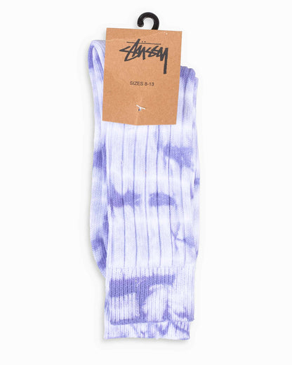 Stüssy Dyed Ribbed Crew Socks Lavender Package