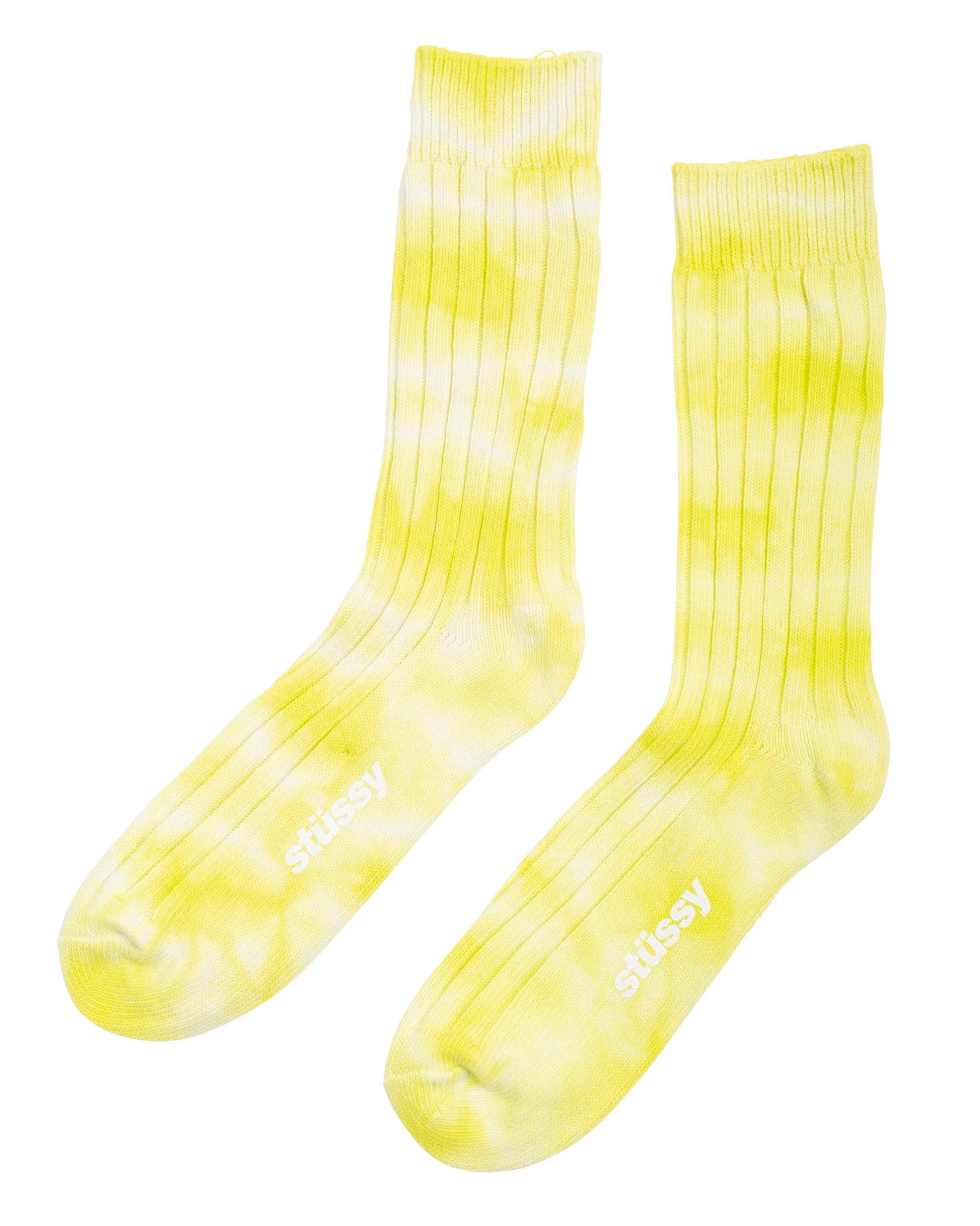 Stüssy Dyed Ribbed Crew Socks Lime Close