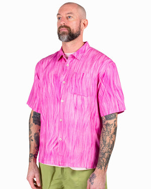 Stüssy Fur Print Shirt Pink Model Side