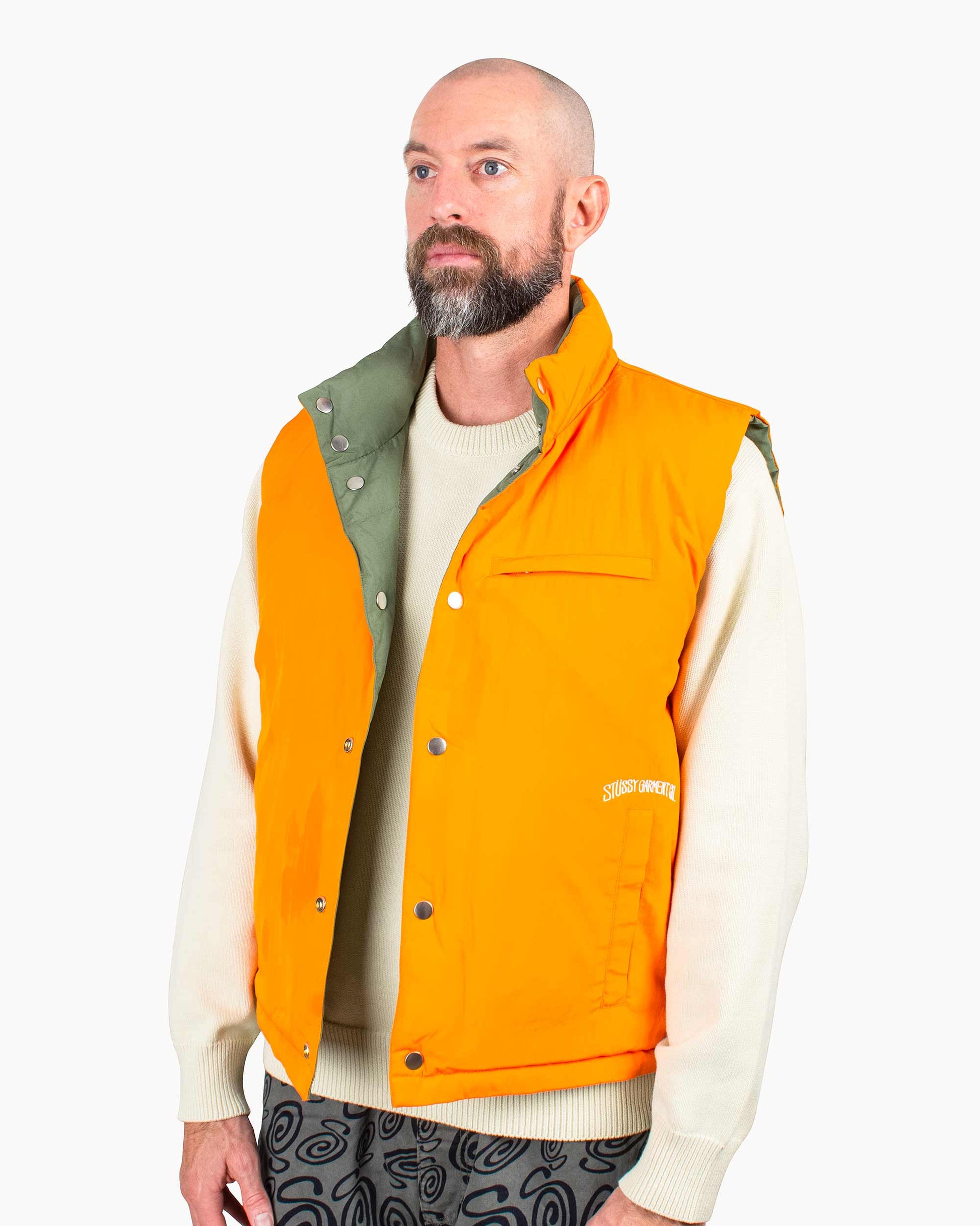 Stussy REVERSIBLE 繰り出さ DOWN WORKGEAR VEST カーキ