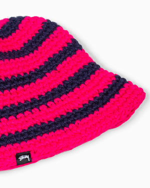 Stüssy Swirl Knit Bucket Hat Hot Pink Detail