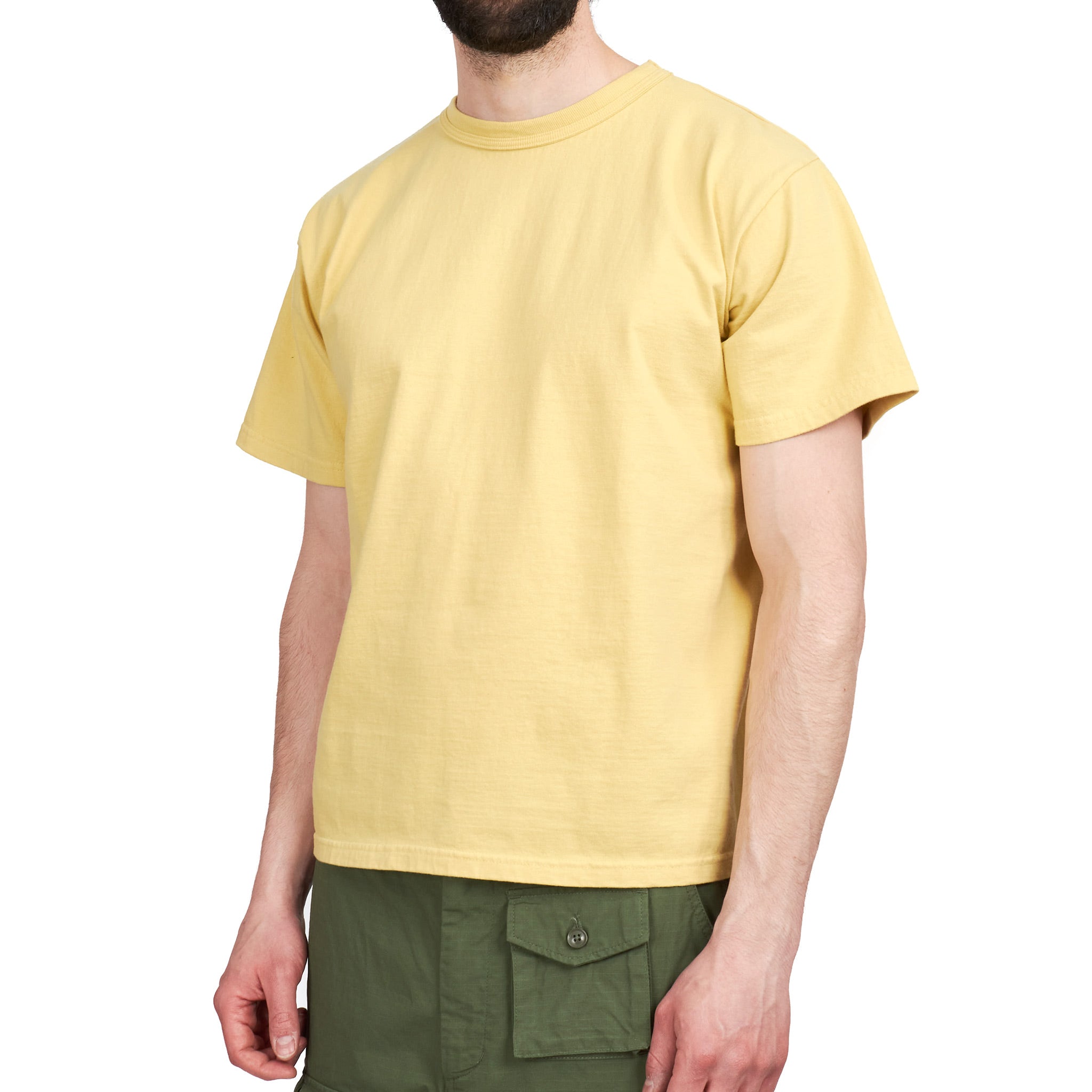 Sunray Sportswear Makaha Short Sleeve Tee Shirt Dusky Citron Close Up on Model