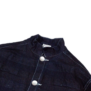 Tender 490 Floor Shirt Double Indigo & Linen Weaver's Blanket Stripe Rinse Washed Blue