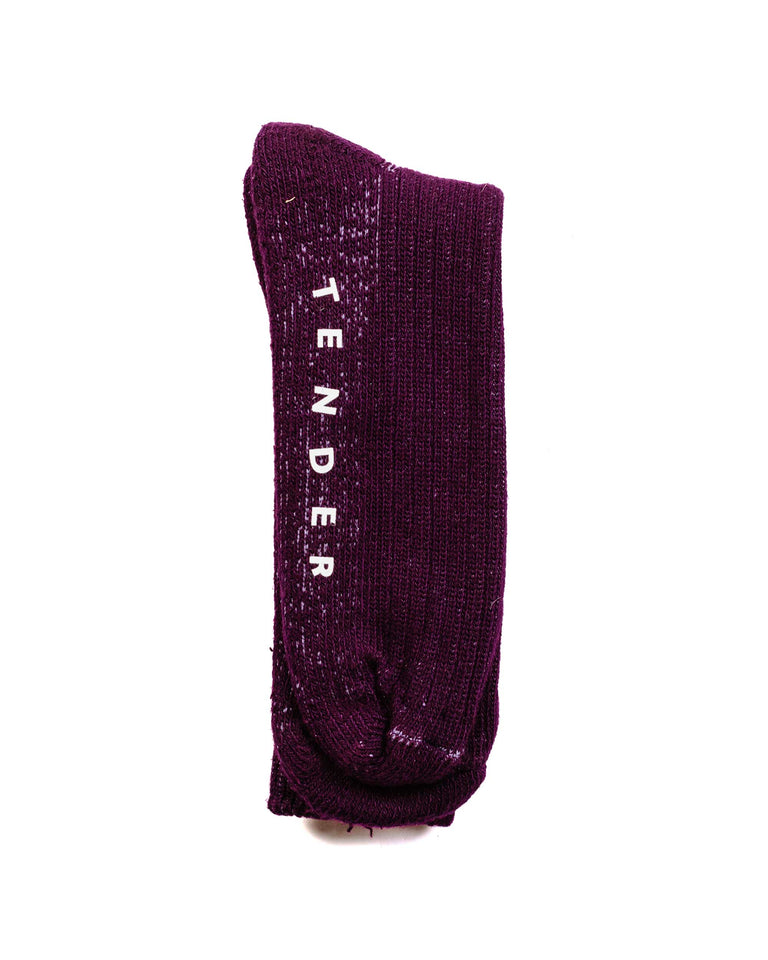 Tender Rib Cotton Calf Socks Hadal Purple