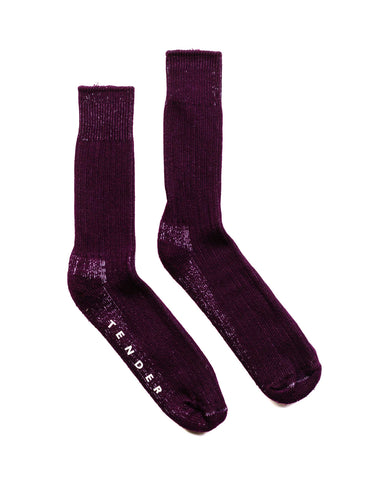 Tender Rib Cotton Calf Socks Hadal Purple