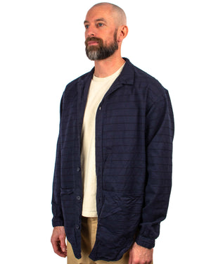 Tender Type 441 Compass Pocket Shirt Inverse Butcher's Stripe Cotton Twill Hadal Blue Close