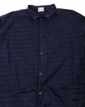 Tender Type 441 Compass Pocket Shirt Inverse Butcher's Stripe Cotton Twill Hadal Blue Details