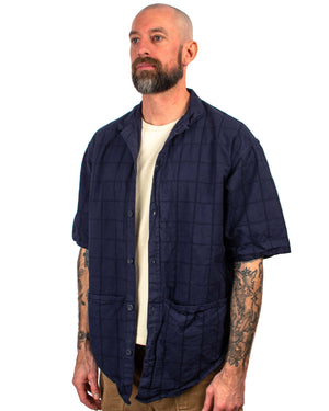 Tender Type 443 Short Sleeve Compass Pocket Shirt Beekeeper's Check Cotton Calico Hadal Blue Close