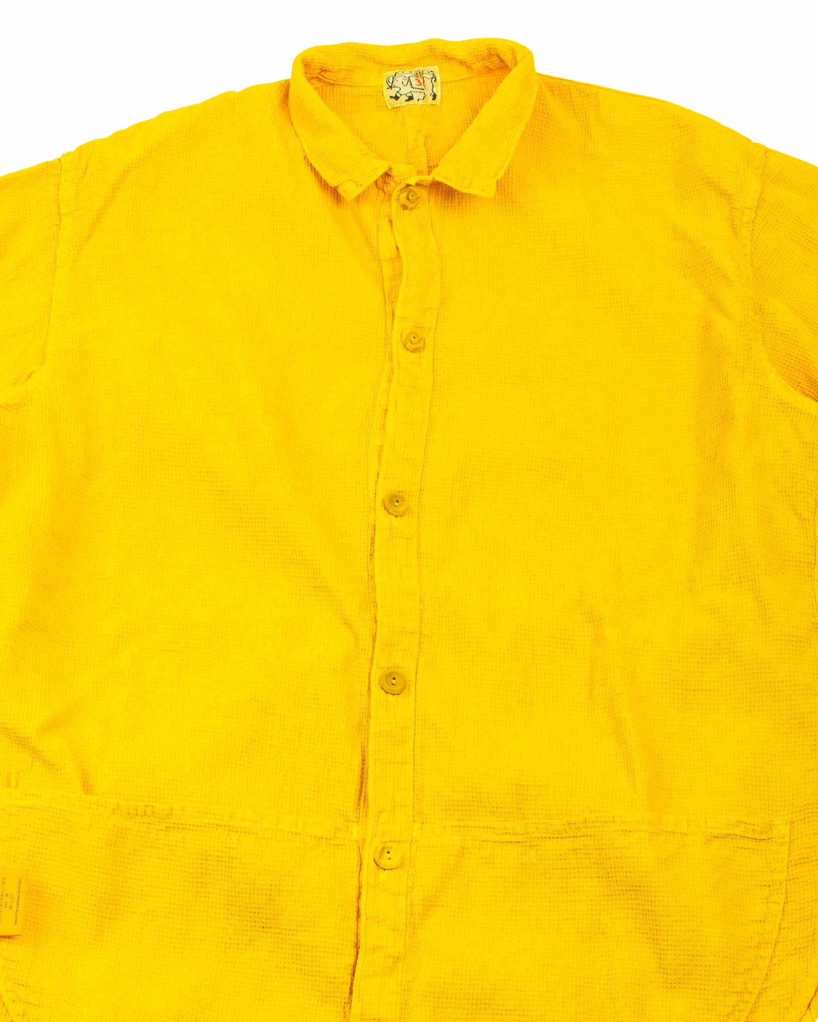 Tender Type 443 Short Sleeve Compass Pocket Shirt Fine Cotton Beekeeper's Cloth Tumeric Dyed Details