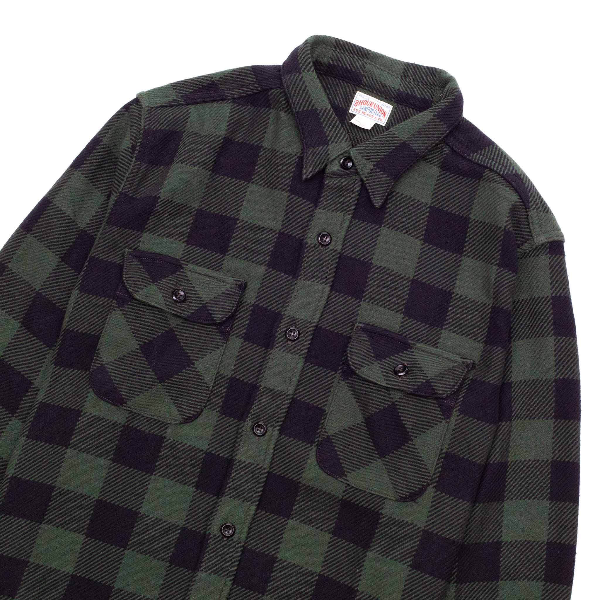 The Real McCoy's MS20101 8HU Buffalo Check Flannel Shirt Forest/Black