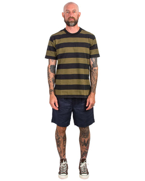 The Real McCoy's BC20007 Buco Stripe Tee S/S Olive Model