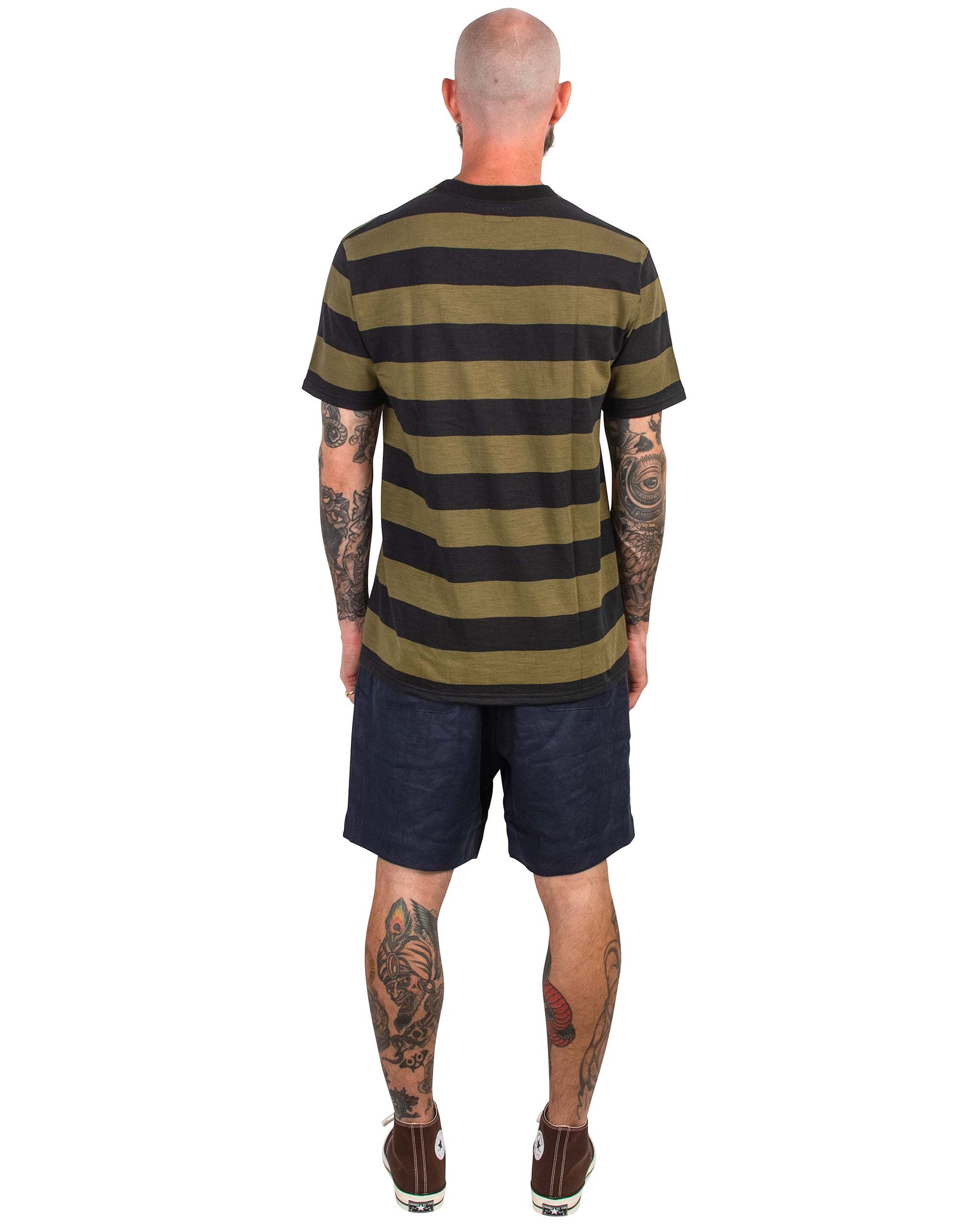 The Real McCoy's BC20007 Buco Stripe Tee S/S Olive Back
