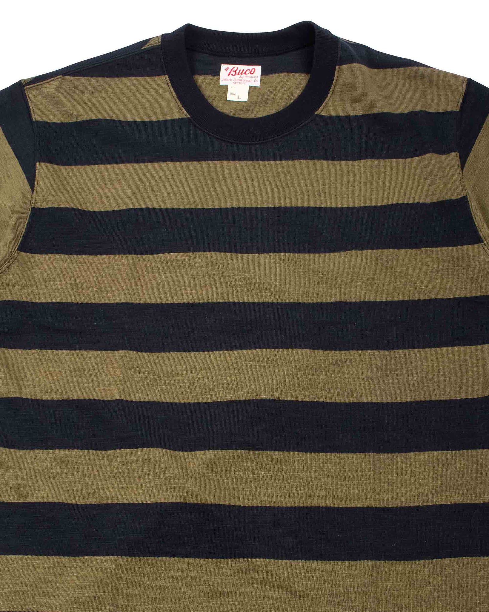 The Real McCoy's BC20007 Buco Stripe Tee S/S Olive Details