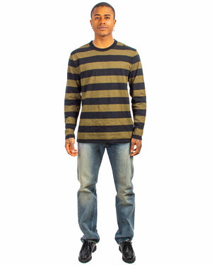The Real McCoy's BC22005 Buco Stripe Tee L/S Olive Model