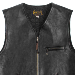 The Real McCoy's BJ20101 Buco Leather Alpaca Vest Black Detail