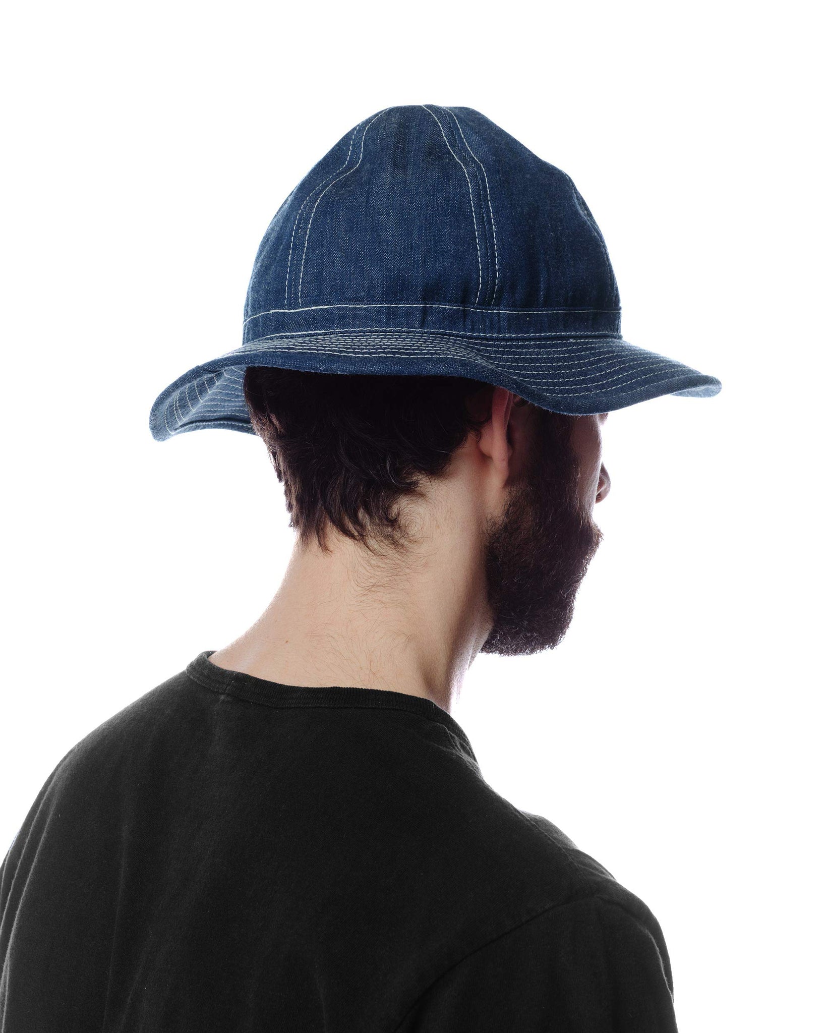 The Real McCoy's MA23002 Hat, Working, Denim, Blue Indigo Back