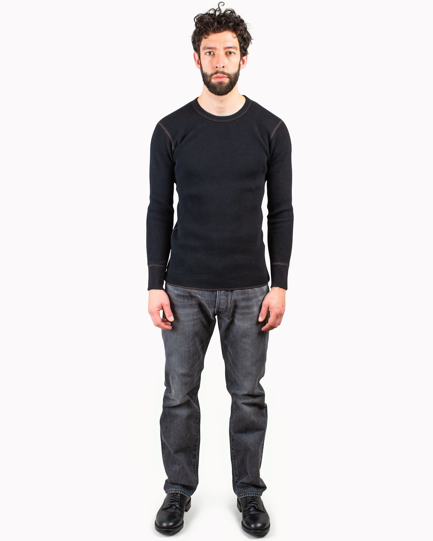 The Real McCoy's MC12123 Thermal Shirts Long Sleeve Black Model