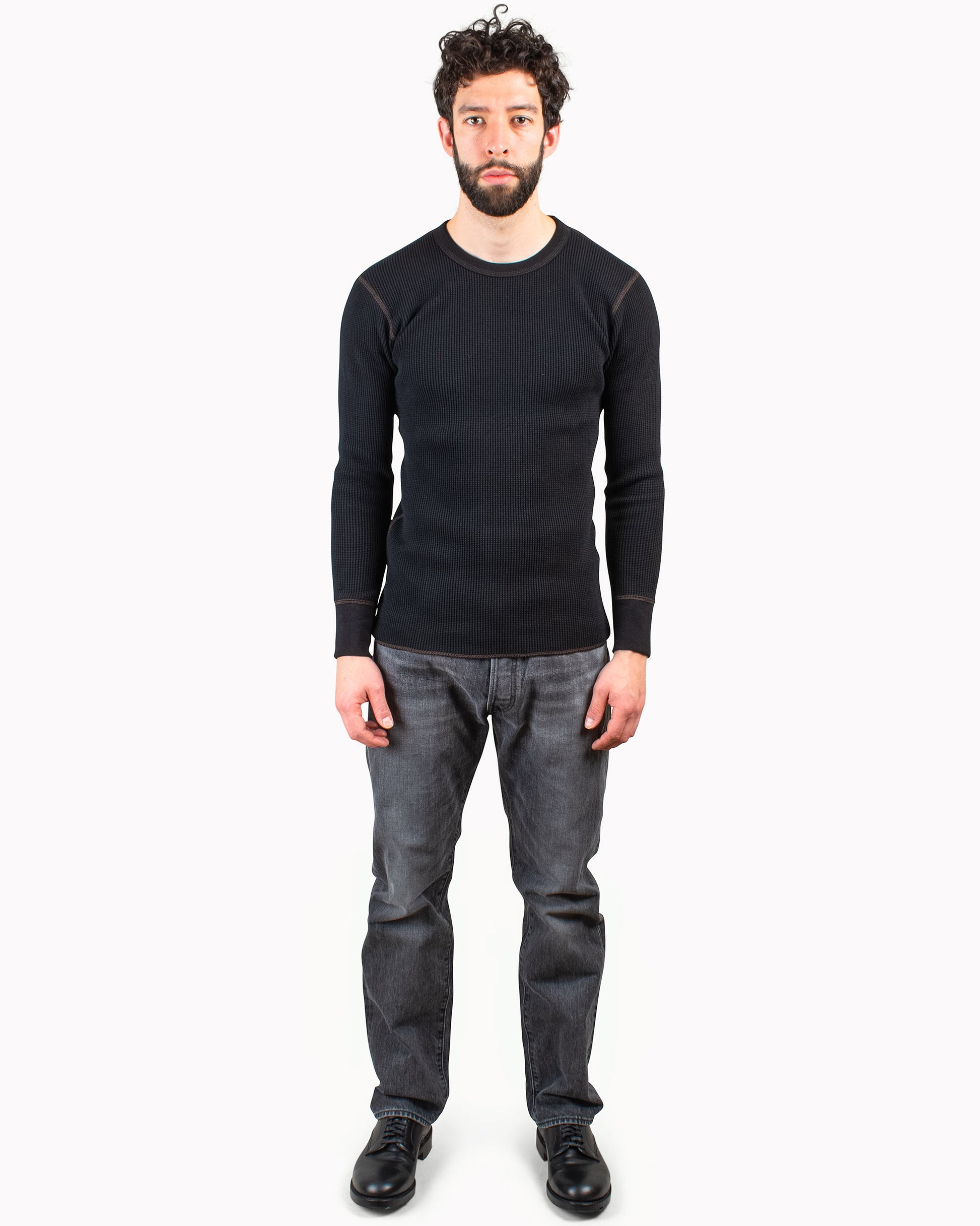 The Real McCoy's MC12123 Thermal Shirts Long Sleeve Black Model