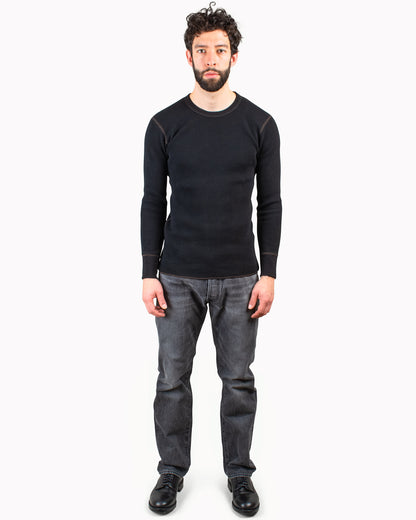 The Real McCoy's MC12123 Thermal Shirts Long Sleeve Black Model