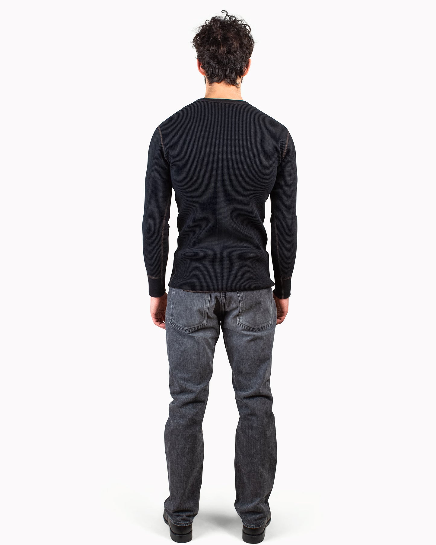 The Real McCoy's MC12123 Thermal Shirts Long Sleeve Black Back