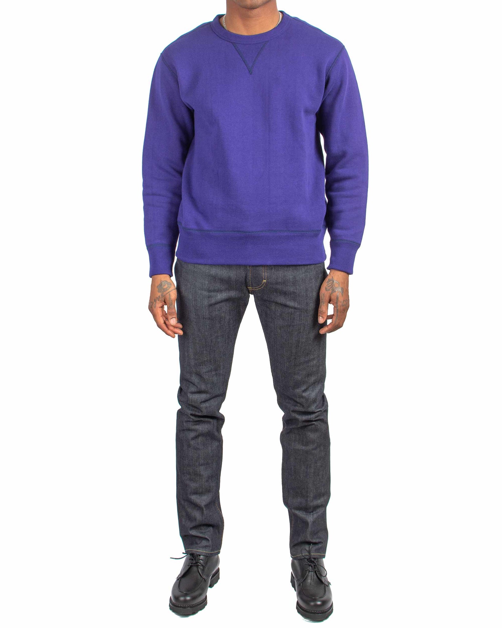 The Real McCoy’s MC13111 Loopwheel Crewneck Sweatshirt Purple Model