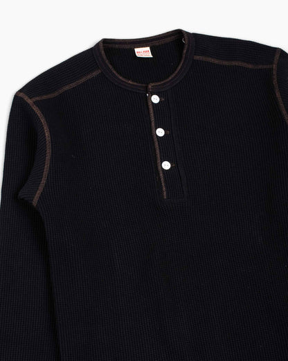 The Real McCoy's MC17117 Waffle Henley Shirt L/S Black Details