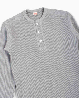 The Real McCoy's MC17117 Waffle Henley Shirt L/S Grey Details
