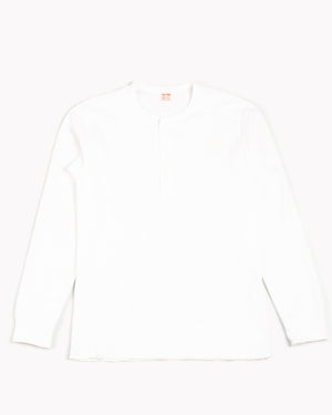 The Real McCoy's MC17117 Waffle Henley Shirt L/S White