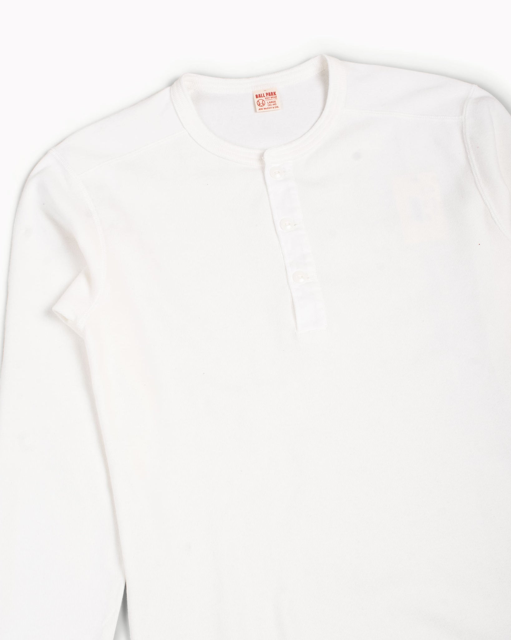 The Real McCoy's MC17117 Waffle Henley Shirt L/S White Details
